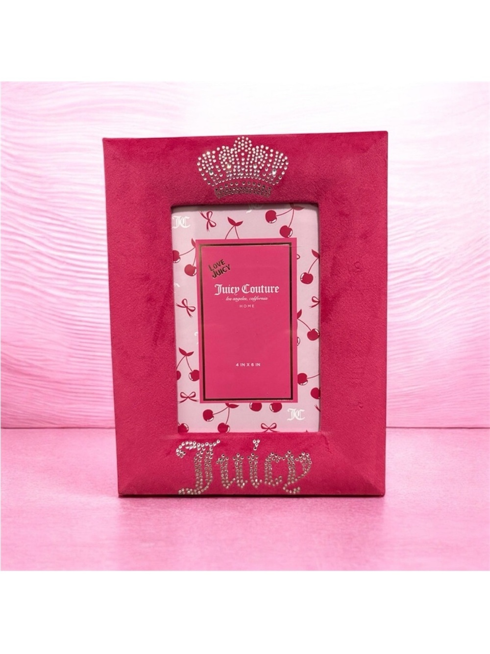 Juicy Couture Fuchsia Jeweled Velvet Photo Frame